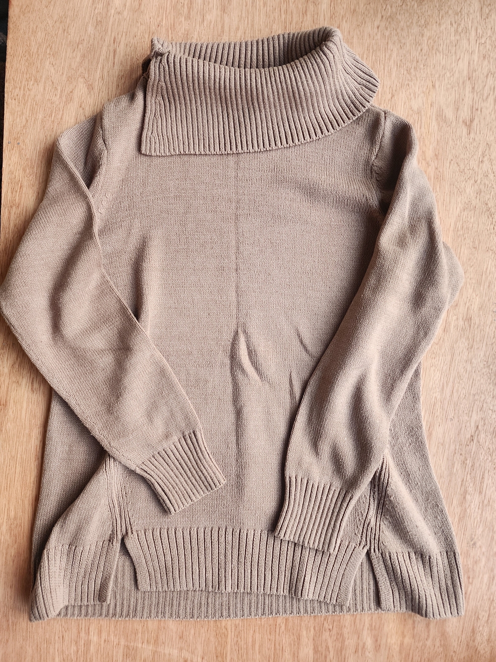 Karen Scott Beige Cowl Neck Ribbed Knit Sweater - Size M